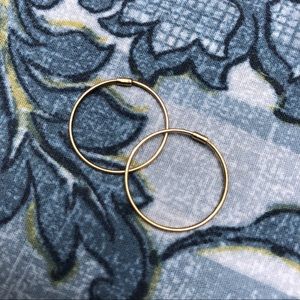 20mm Solid 14K Yellow Gold Minimalist Hoops 1970s